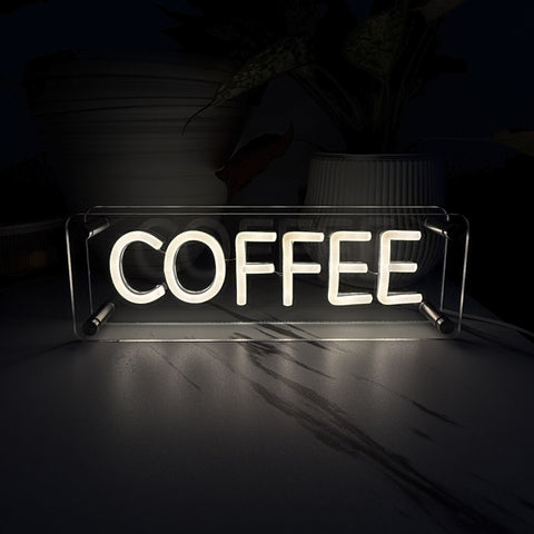 Coffee LED Neon Box Bordlampe