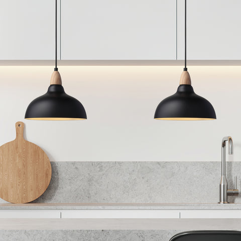 Oak Pendel Ø24 Lyst Træ/Sort