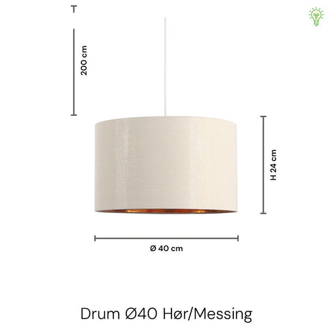 Drum Pendel Ø40 Hør/Messing