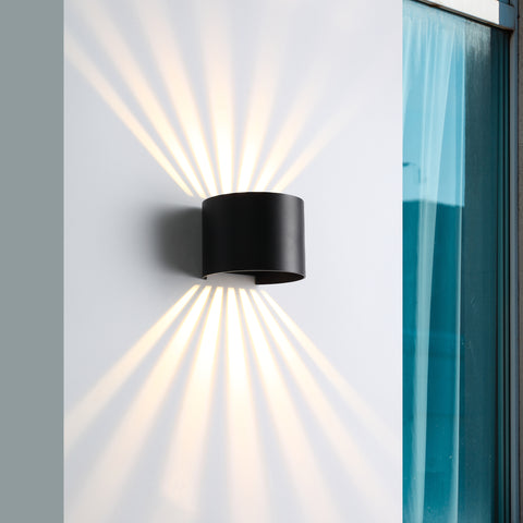 Cube Round Sunset IP65 6W Udendørs Væglampe Sort