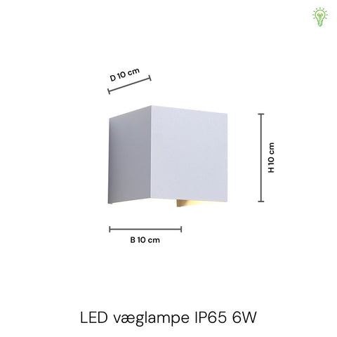 LED Væglampe 6W Udendørs Sort