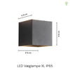 LED Væglampe XL 20W Udendørs Sort