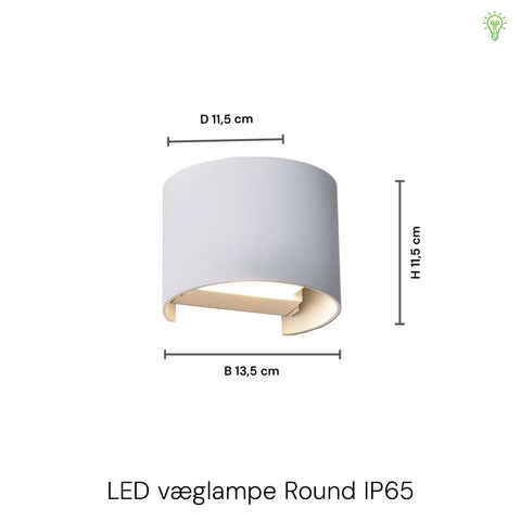LED Væglampe Round 6W Hvid