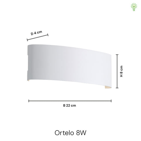 Ortelo 8W 22cm Væglampe Hvid