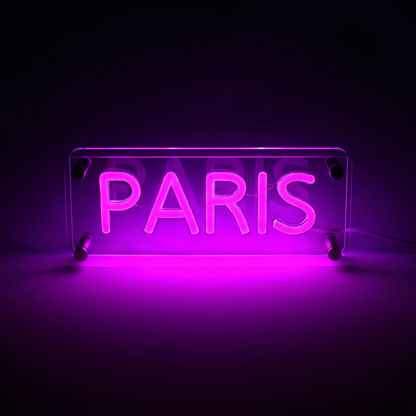 Paris LED Neon Box Bordlampe