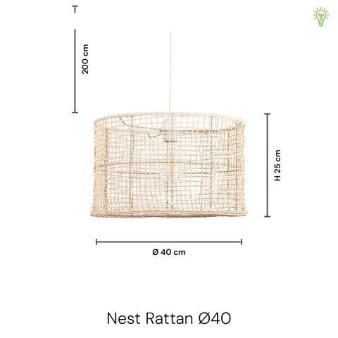 Nest Rattan Pendel Ø40