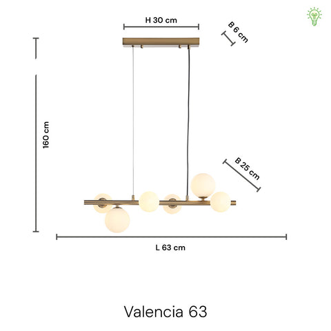 Valencia Langbordspendel 63cm Messing/Opal