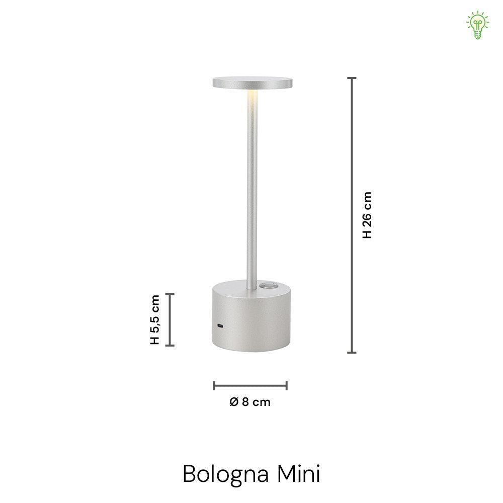 Bologna Mini LED Trådløs Bordlampe Sølv