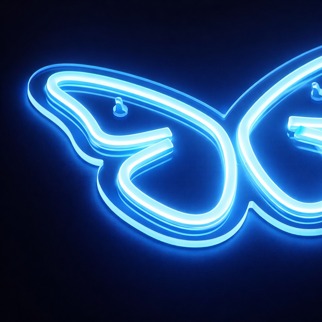 Butterfly Neon Væglampe Lyseblå