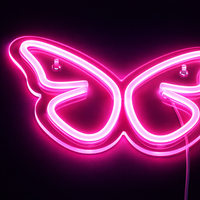 Butterfly Neon Væglampe Pink