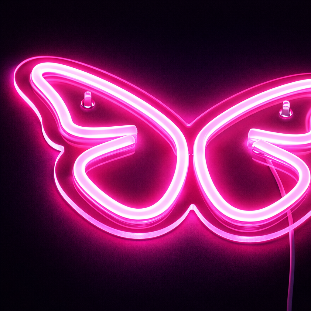 Butterfly Neon Væglampe Pink