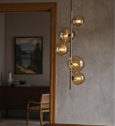 Valencia Hjørnependel Messing/Amber