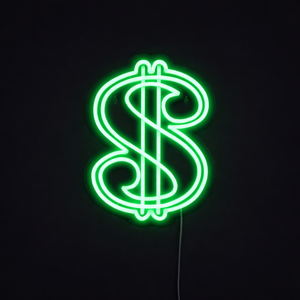 Dollar Sign Neon Væglampe