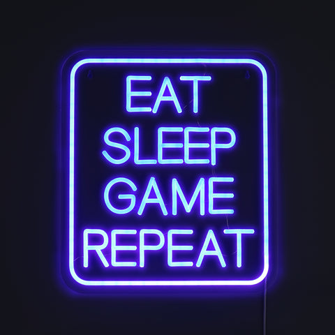 Eat Sleep Game Repeat Neon Væglampe