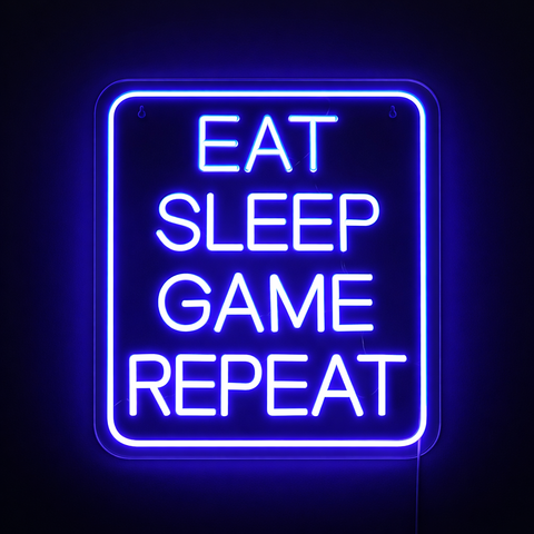 Eat Sleep Game Repeat Neon Væglampe