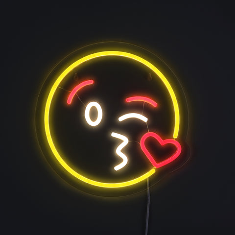 Emoji Kiss Neon Væglampe