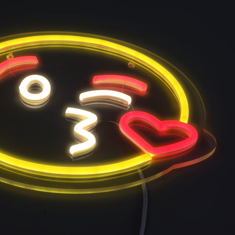 Emoji Kiss Neon Væglampe