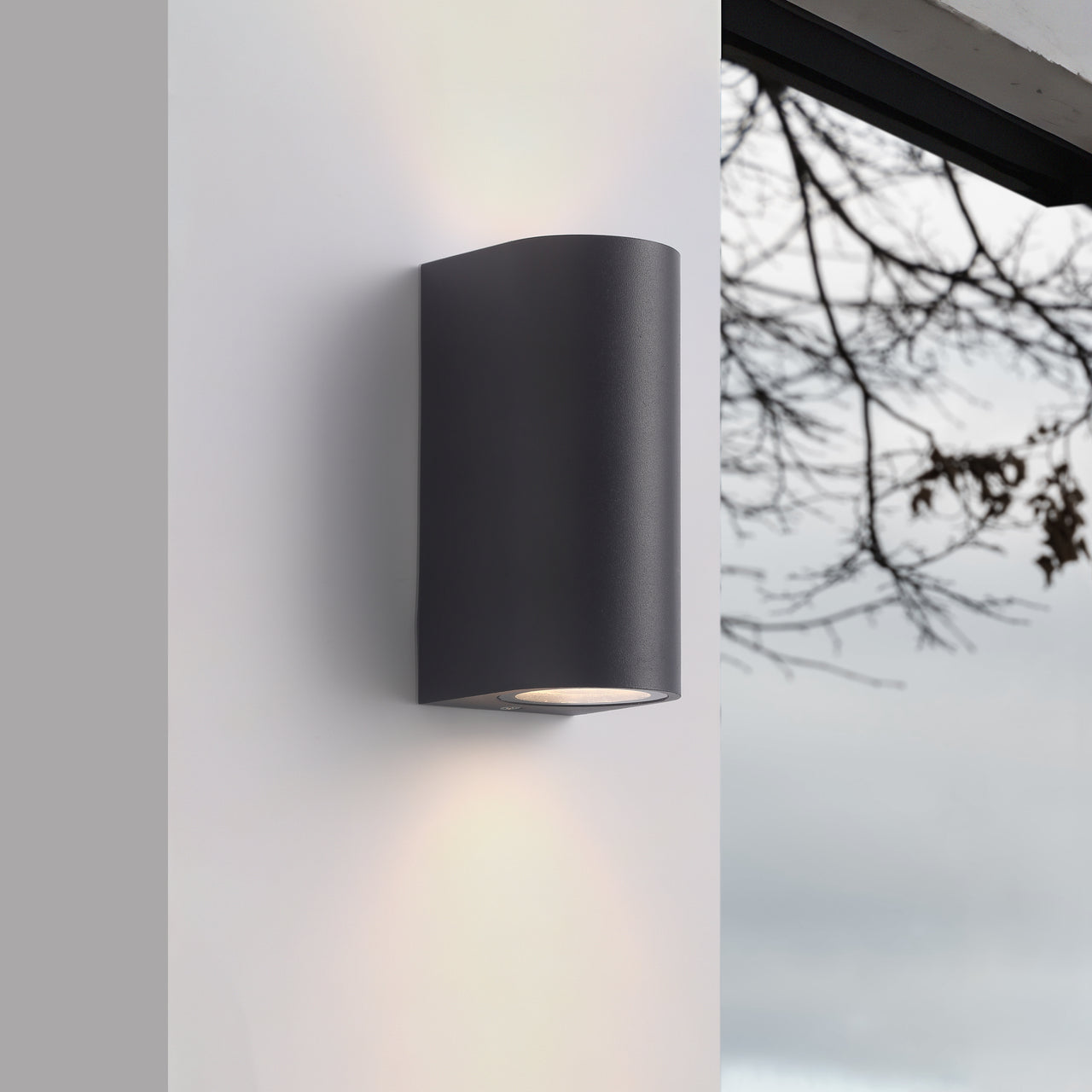 Up/Down Round Udendørs GU10 Væglampe LED Sort – OutletLamper.dk