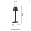 Garda Medium 30cm Trådløs Bordlampe IP54 Kobber