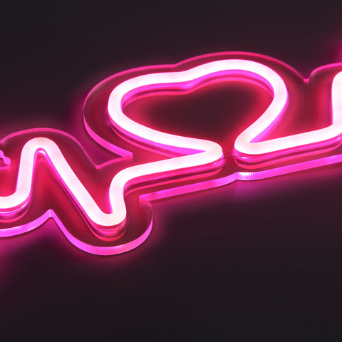 Heartbeat Neon Væglampe Pink