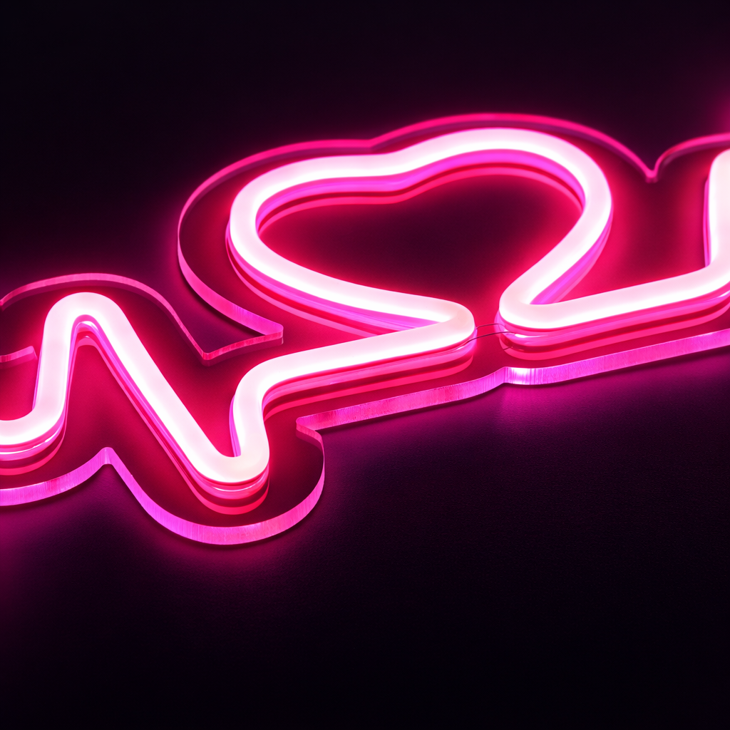 Heartbeat Neon Væglampe Pink