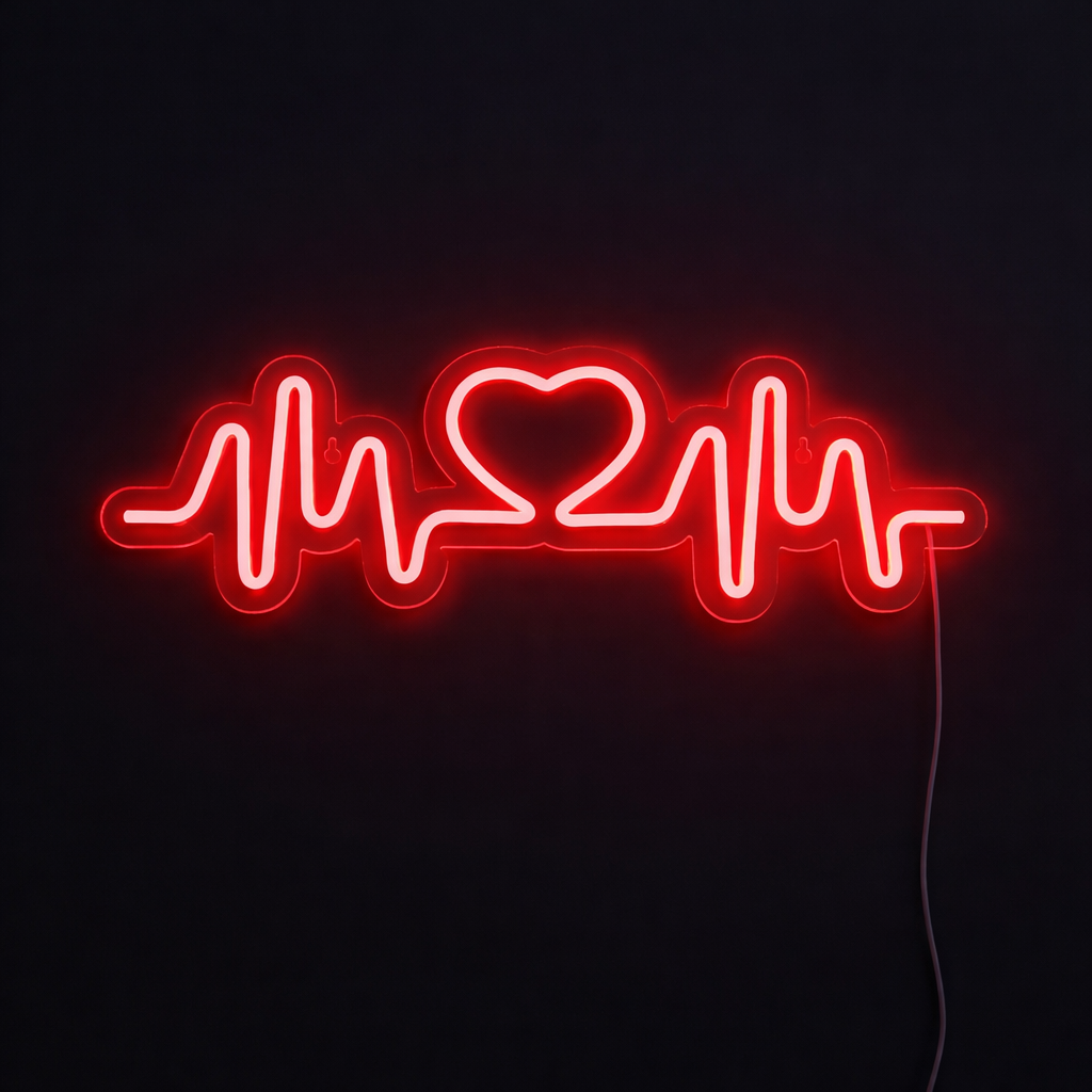 Heartbeat Red Neon Væglampe