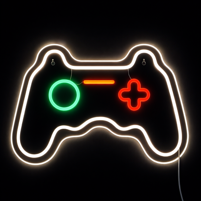 Joystick Neonskilt Hvid