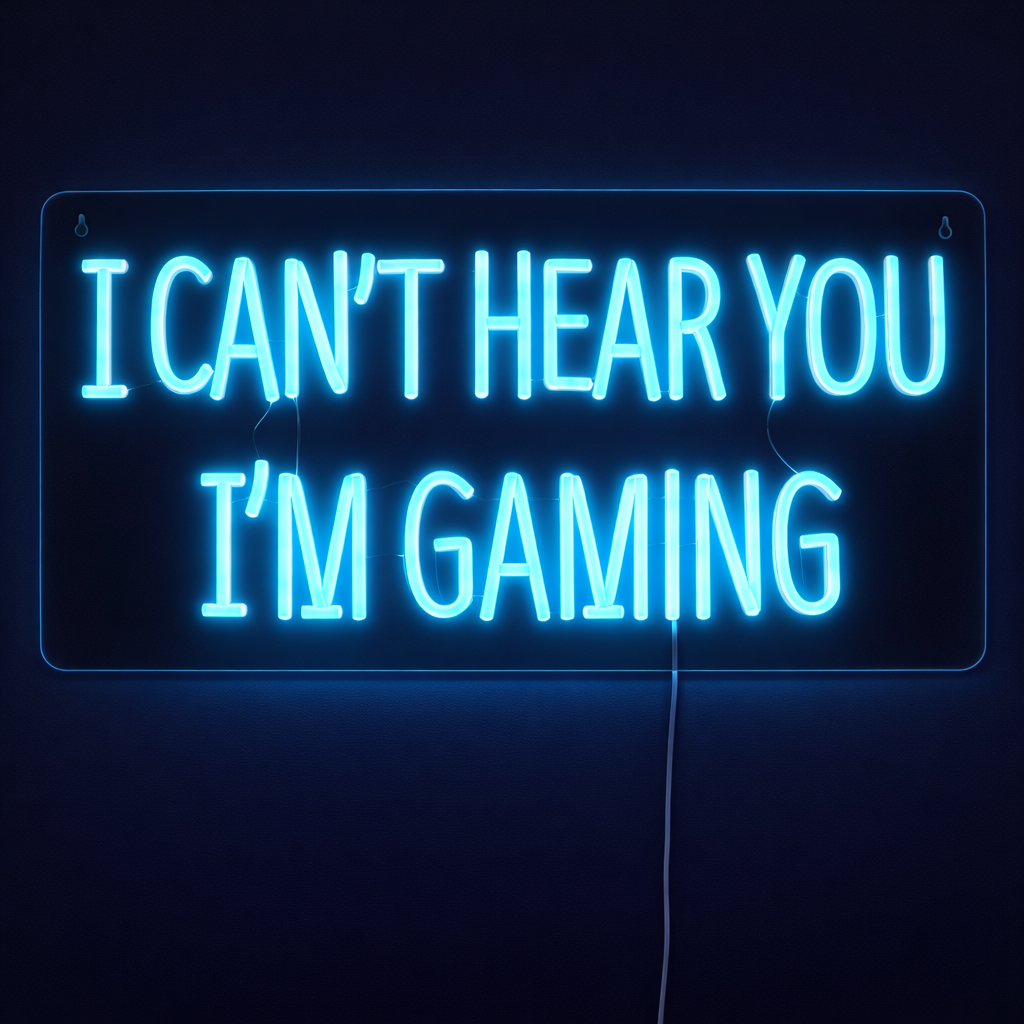 I Cant Hear You Im Gaming Neon Væglampe