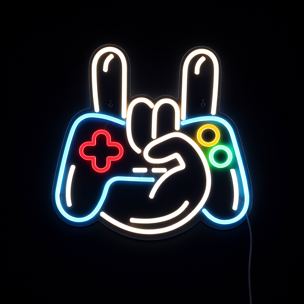 Joystick Hand Sign Neon Væglampe