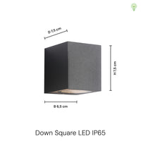 Down Square Udendørs Væglampe Sort