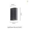 Up/Down Round Udendørs GU10 Væglampe LED Sort