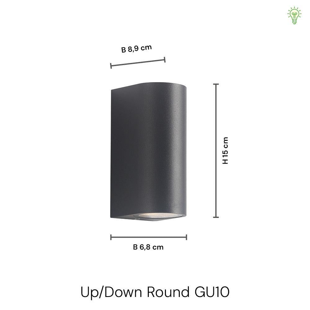 Up/Down Round Udendørs GU10 Væglampe Sort