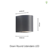Down Round Udendørs Væglampe Sort