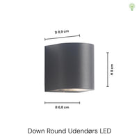 Down Round Udendørs Væglampe Sort