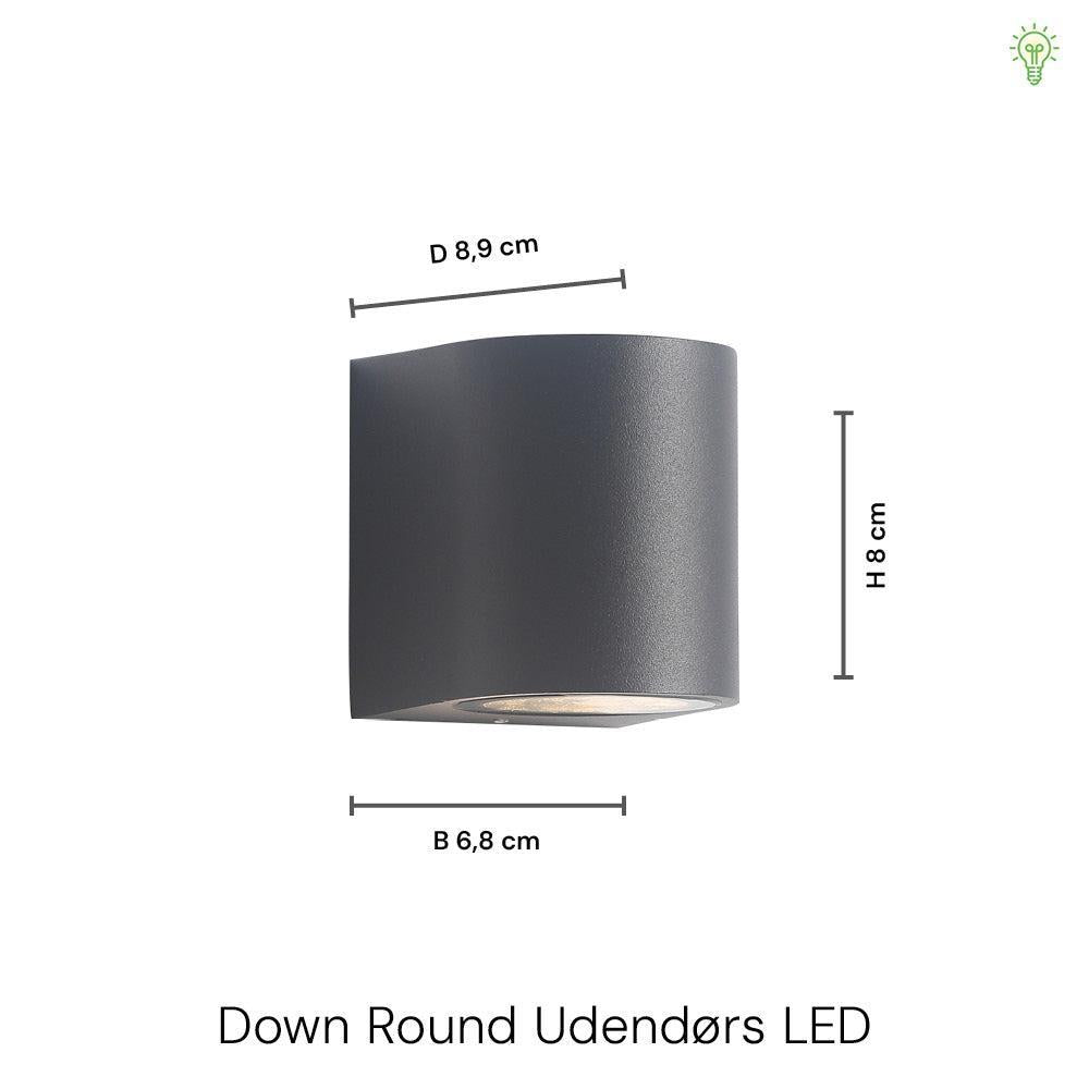 Down Round Udendørs Væglampe Sort