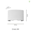 Ortelo 4W 12cm Væglampe Hvid