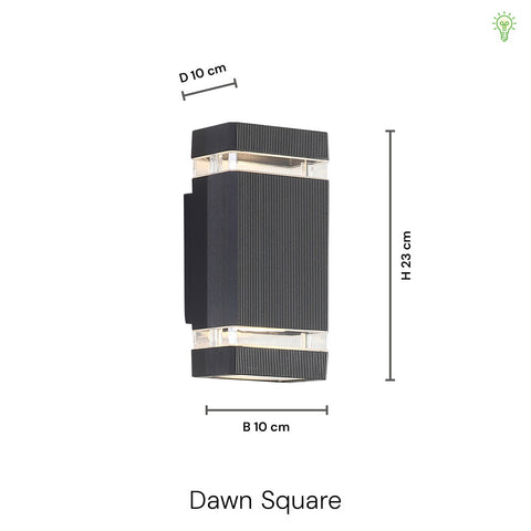 Dawn Square Udendørs Væglampe LED Sort