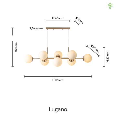 Lugano Langbordspendel Messing/Amber