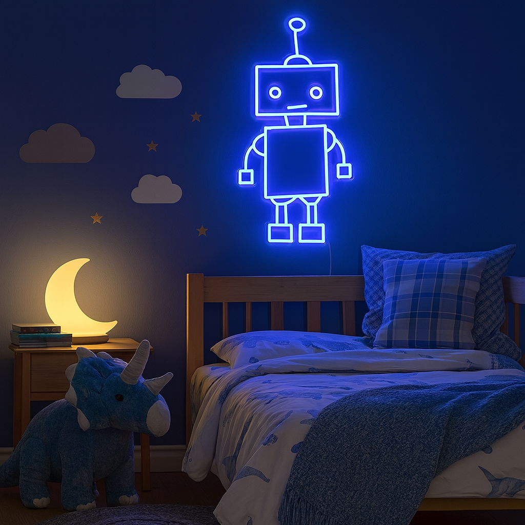 Robot Neonskilt Blå