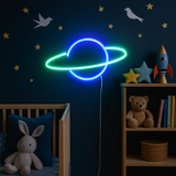 Saturn Neonskilt Blå/Grøn