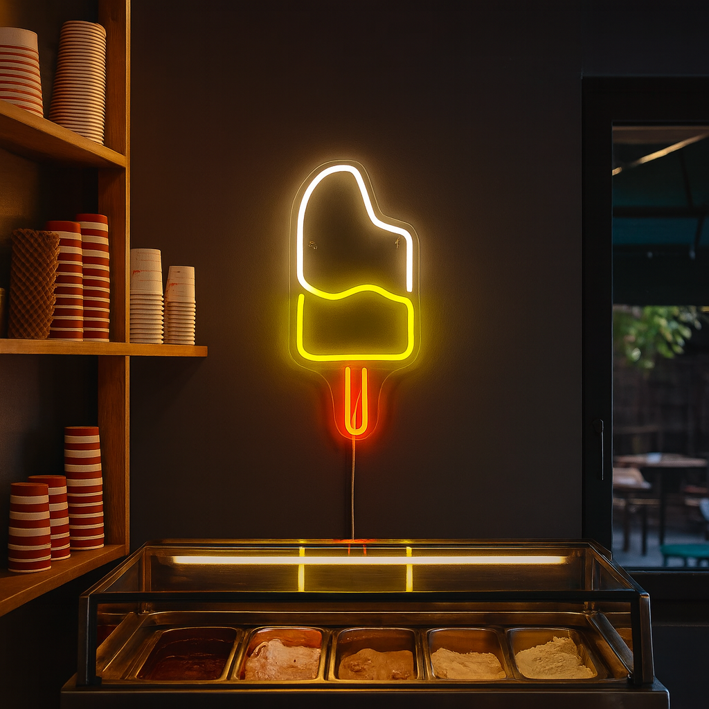 Ice Cream Neon Væglampe Hvid/Gul
