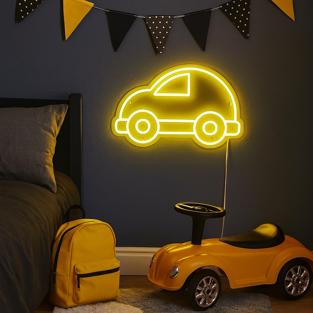 Bubble Car Neon Væglampe Gul