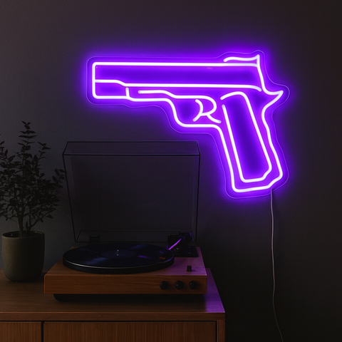 Gun Neon Væglampe Blå