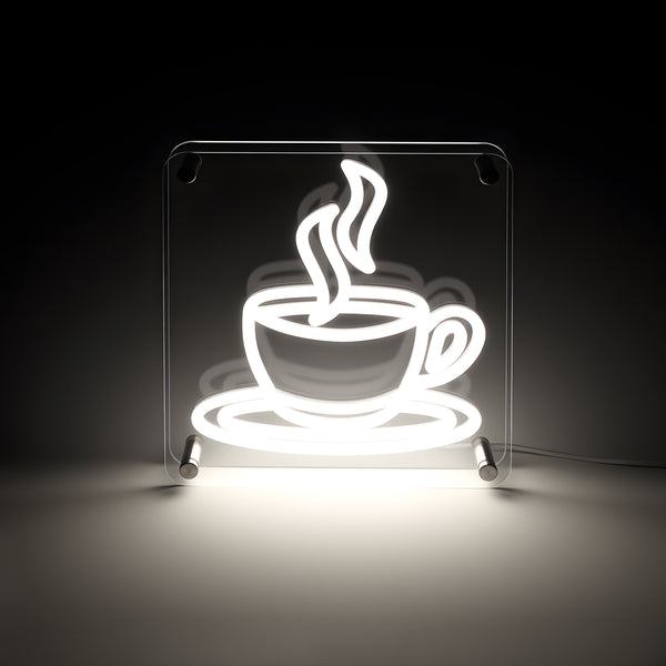Coffee LED Neon Box Bordlampe