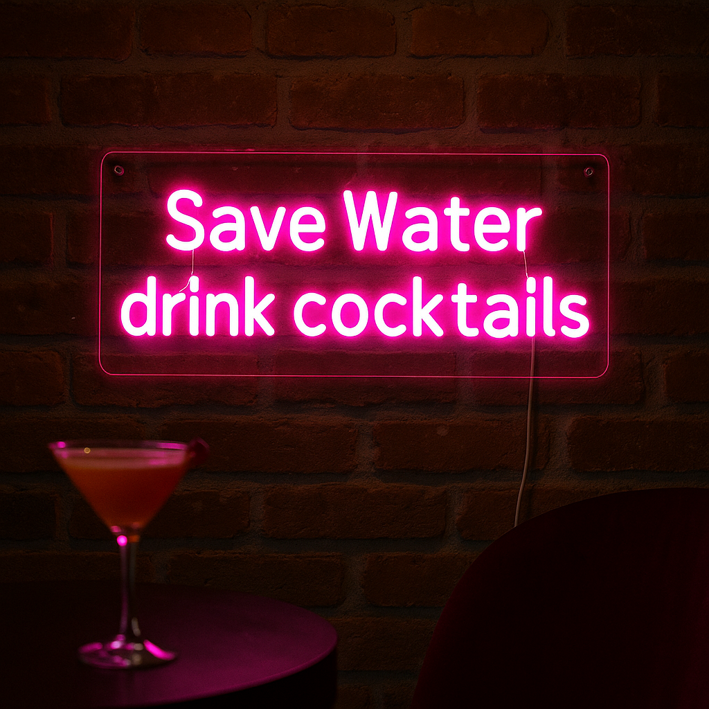 Save Water Drink Cocktails Neon Væglampe-Lightish-OutletLamper.dk