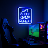 Eat Sleep Game Repeat Neon Væglampe-Lightish-OutletLamper.dk