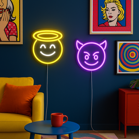 Emoji Angel Neon Væglampe