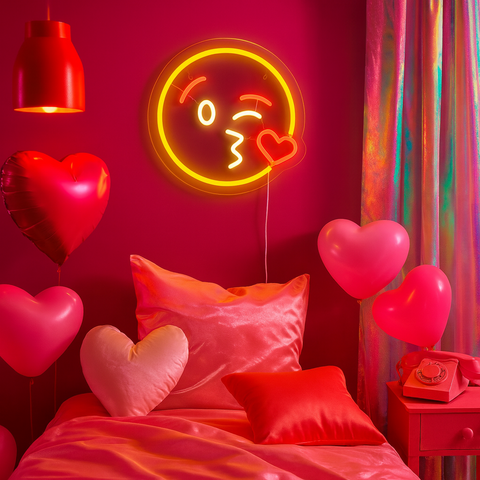 Emoji Kiss Neon Væglampe