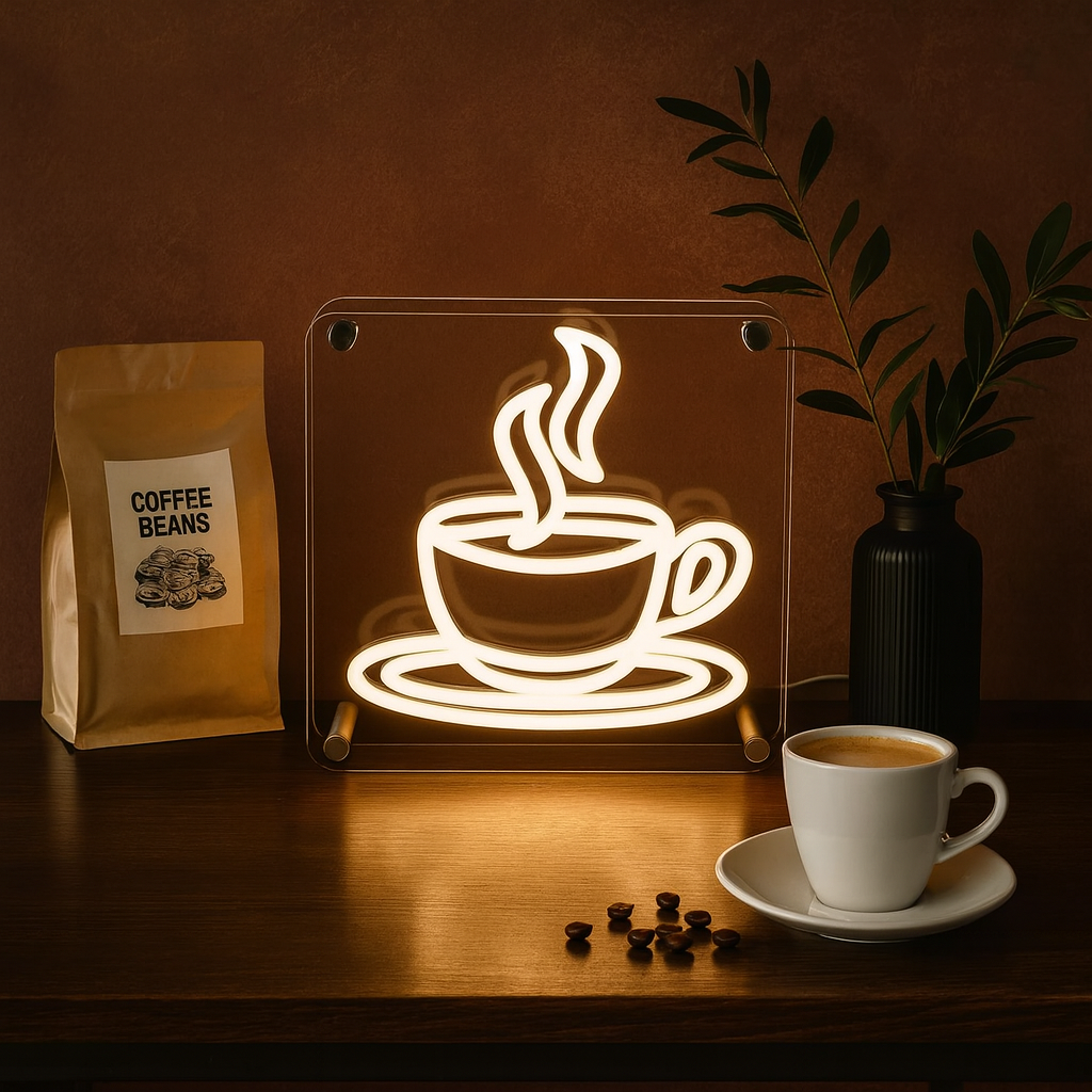 Coffee LED Neon Box Bordlampe-Lightish-OutletLamper.dk