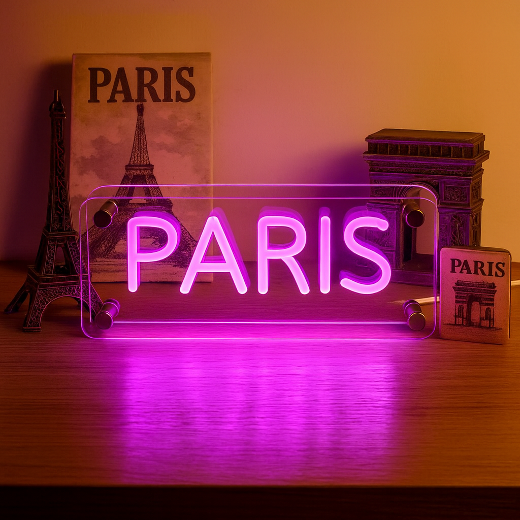 Paris LED Neon Box Bordlampe-Lightish-OutletLamper.dk